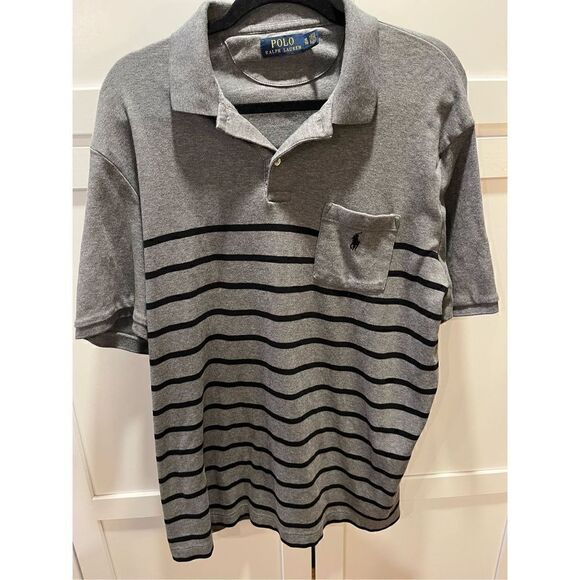Polo Ralph Lauren Other - Polo Ralph Lauren Men’s Striped Short Sleeve Polo Sz XL Gray Black Pony Golf